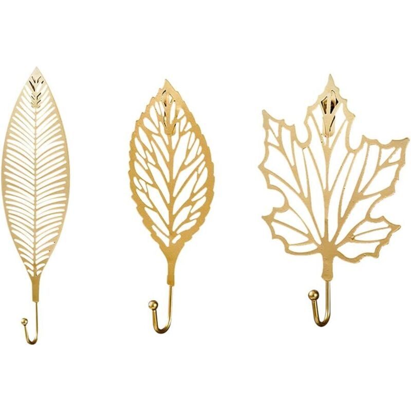 Vintage-wandhaken, Klebefreie Metall-kleiderhaken, Vintage-haken, Goldene Blattförmige Haken, Rustikale Haken Für Schlüssel, Handtücher, Dekorative Haken