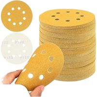 5-zoll Goldene Schleifscheiben, 50 Stück, 8-loch Klettverschluss, Schmirgelpapier Mit Körnung 40-240 Gemischt, Für Staubfreie Trocken-schleifmaschine H173