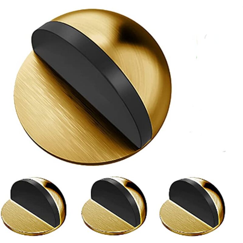 Set Aus 4 Türstoppern Und Wandprotektoren Aus Edelstahl. Selbstklebende Türstopper Für Böden Und Parkett, Türstopper Und Wandschutz Aus Messing (goldfarben)