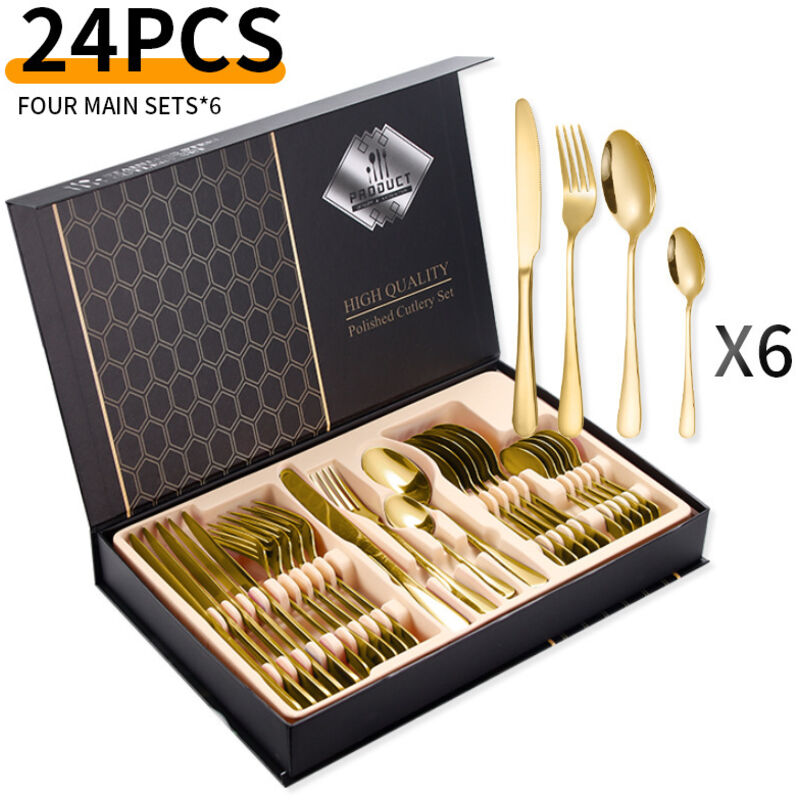 24-teiliges Edelstahl-besteckset – Für 6 Personen – Edelstahl – Goldfarben