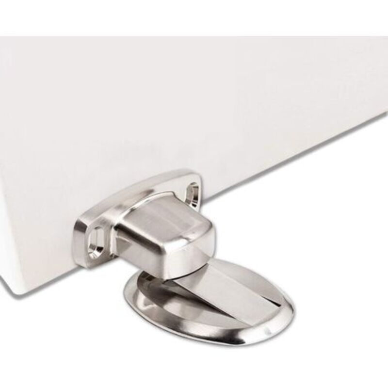 Robuste Magnetische Türstopper Aus Metall, Widerstandsfähig, Mit Selbstklebenden Bodenbefestigungsschrauben, 2 Stück, Silberfarben
