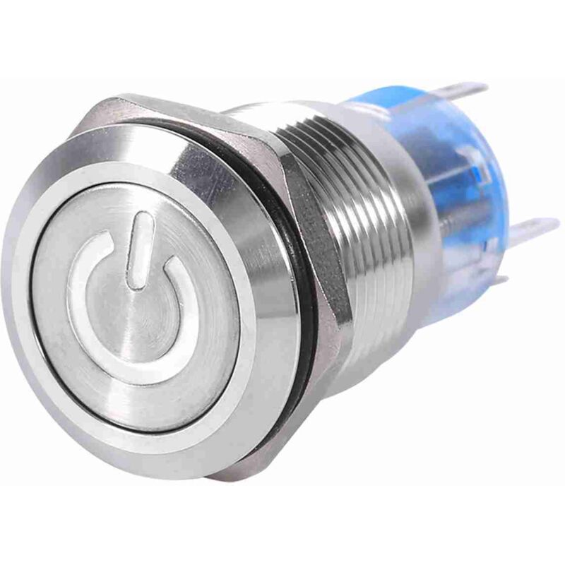Haofy 19mm 12v-24v Led Wasserdichter Edelstahl Selbsthaltender Drucktaster Netzschalter Momentaner Schalter Verriegelnder Drucktastenschalter