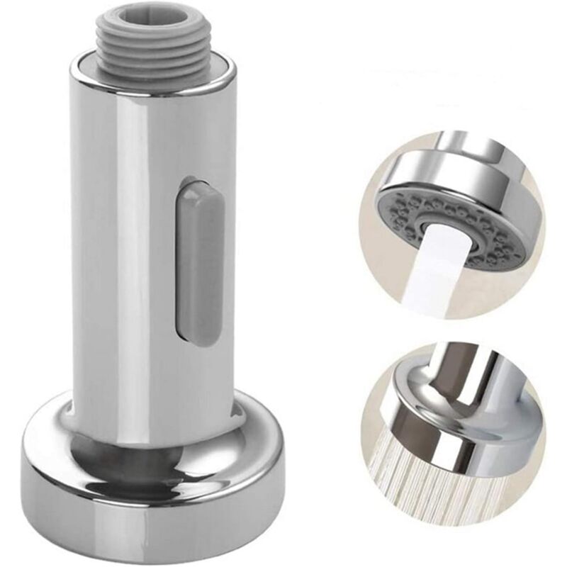 Douchette Wasserhahn Mischer Spüle Küche Press Down Pro Kopf 2 Funktionen Strahlen Küchenmischer Douchette Universal Armaturenzubehör (silber)