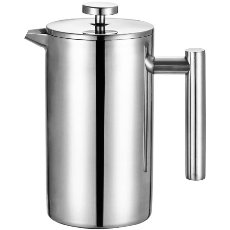 French Press Kaffeepresse Aus Edelstahl, 350 Ml, Für Frischen Kaffee – Silber