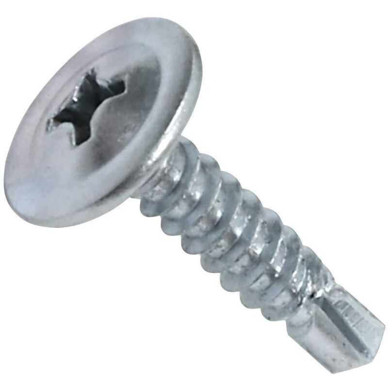 100er-pack Selbstschneidende Blechschrauben Ø4,2x19mm Mit Breitem Rundkopf - Kreuzschlitz (phillips) - Verzinkter Stahl - Zur Befestigung Von Metallverkleidungen Und Dachrinnen - Silberfarben