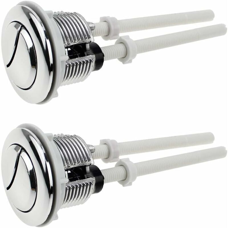 2 Stück Doppel-spültasten Für Wc, 38 Mm Standard, Verchromt, Silberfarben, Toilettenspültasten