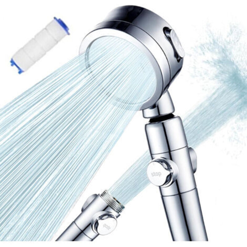 Hochdruck-duschkopf – 3 Modi Einstellbare Handbrause – Wasserstopp-taste – Druckerhöhung Bei Niedrigem Durchfluss – Einfache Installation