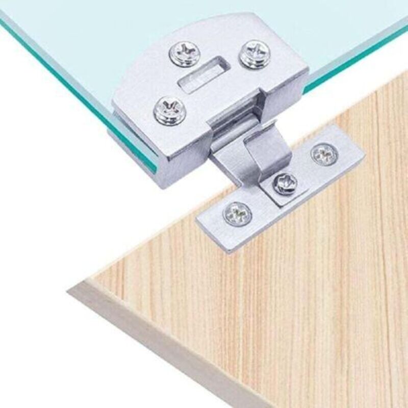 [2 Stück] Schrank Glastür Scharnier Bad Klemme Rahmenlos Glastür Vitrine Schrank Klemme 90 Grad Scharnier (silber)
