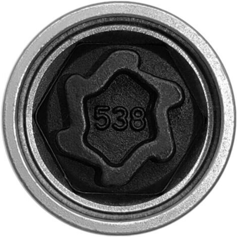 Anti-diebstahl-steckschlüssel Für Sicherheits-radschrauben – Silberner Stahl – Kompatibel Mit Volkswagen Security Master 538 – Abmessungen 3,7 X 2,8 X 2,8 Cm