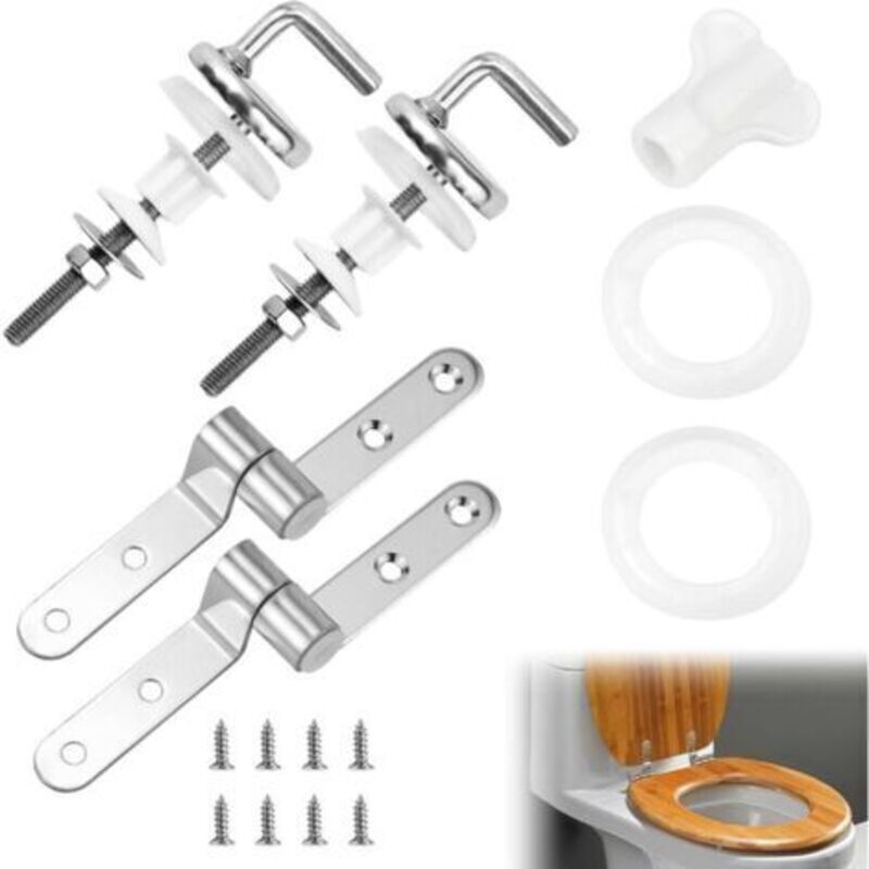 Wc-sitzbefestigungsset – Edelstahl – 2 Scharniere, Schrauben Und Unterlegscheiben – Einfache Und Stabile Installation