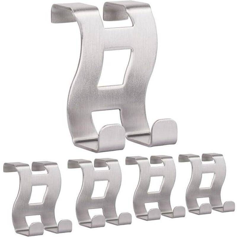 Shining House Türhaken Aus Edelstahl, Modell Mh001-5, Selbstklebende Türhaken Ohne Bohren, Ideal Für Schlafzimmer, Badezimmer Und Küche, 5er-pack, 5 X 6 X 4,5 Cm, Silberfarben