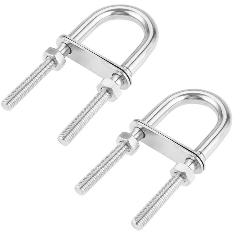 2er-set M6 X 90 Mm U-bolzen Aus Silbernem Edelstahl Mit Montageplatte Und Muttern Zur Befestigung Und Verbindung Von Bootsdekorationen