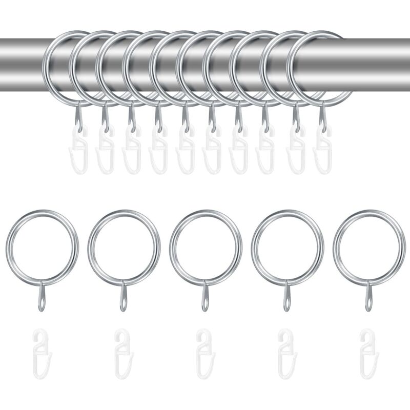 48 Stück Metall-ringvorhänge Und Kunststoff-vorhanghaken, Aufhängeringe Für Vorhänge Mit Einem Innendurchmesser Von 30 Mm Zum Aufhängen Von Duschvorhängen, Türen, Fenstern Und Vorhangstangen