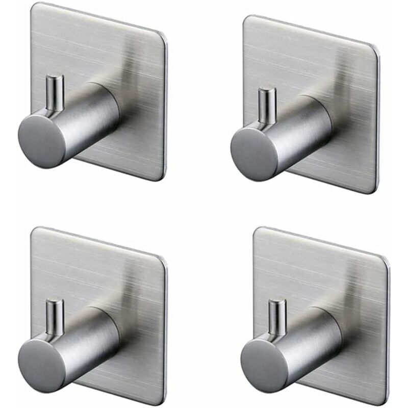 4 Stück 3m Klebehaken, Wandhaken Für Badezimmer, Edelstahl, Silber