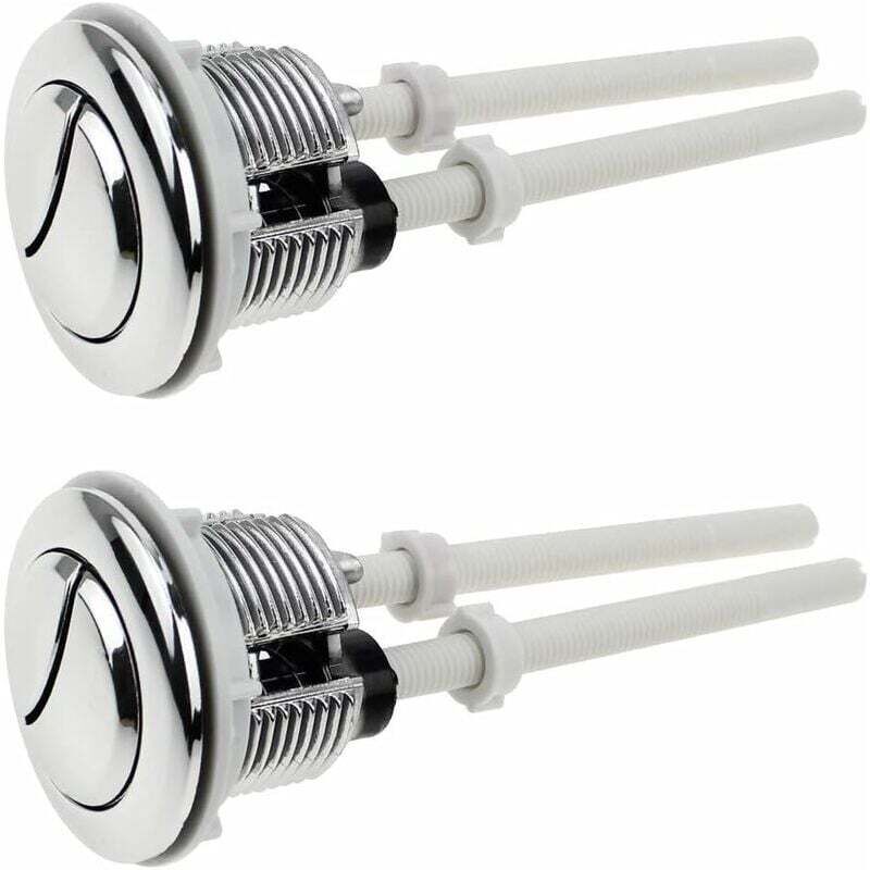 2 Stück Doppelspül-tastendruckknöpfe Für Wc, 38 Mm Standard, Verchromt, Silberfarben, Toilettenspültasten