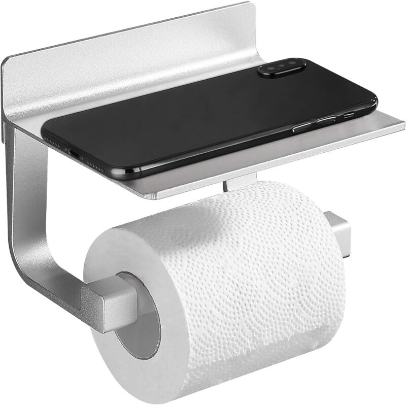 Toilettenpapierhalter, Robuster Spender, Selbstklebend, Aus Silbernem Metall
