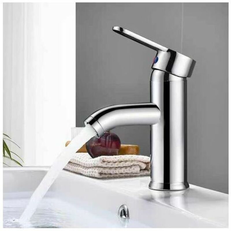 Einhebel-badezimmerarmatur, Zeitgenössischer Stil, Drehbarer Auslauf, Warmes Und Kaltes Wasser - Silber
