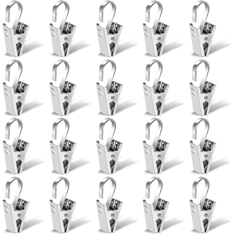 Edelstahl-gardinenclips, 20 Stück, 35-mm-gardinenstangen-clips, Duschvorhang-ringclips, Silberne Ringhaken Für Kronleuchter, Fotos, Duschvorhänge Und Gardinen