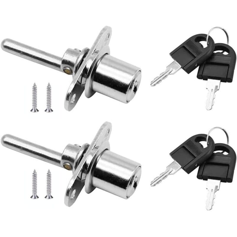 2er-set Zylinderschlösser Mit Schlüssel Für Schubladen, Geeignet Für Möbel, Akten- Und Glasvitrinen. Durchmesser 16 Mm, Länge 61 Mm (silber).