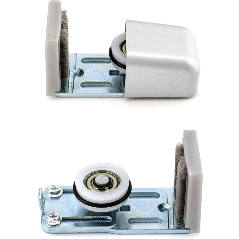 Porte Guida Inferiore, Verstellbare Bodenführung, Kratzfeste Rollen Mit Kugellagern, Für Schiebetüren Mit Rahmen, Silber, 2 Stück (einstellbereich: 10mm-35mm)