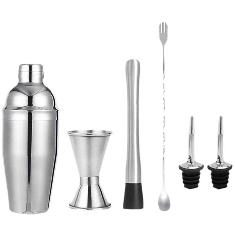 6-teiliges Cocktail-set, Shaker Für Anfänger, Edelstahl, Silberfarben