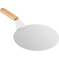 Runder Pizzaschieber Mit Holzgriff Und Edelstahlblech Für Hausgemachte Pizza, Gebäck Und Teig, 10 Zoll - Silber - Minimalistisch