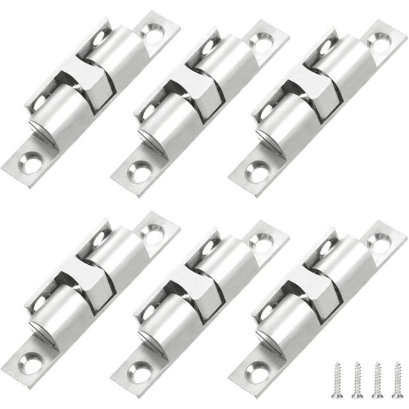 6 Stück Messing-kugelrollen, Türriegel Mit Doppelkugeln, Messing-doppelkugelriegel Mit Schrauben Für Schrank, Möbel, Tür, Schrank, Türverriegelung (silber)
