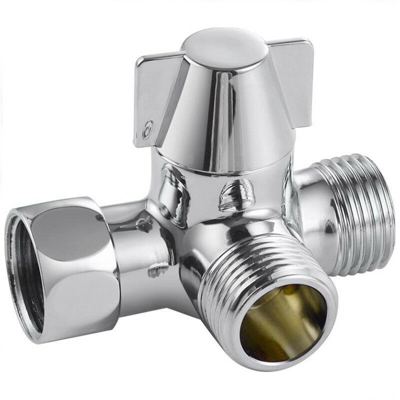 3-wege-duschschalter, Duschventilschalter, Handbrause Und Kopfbrause, 3-wege-schalter Aus Massivem Messing, Poliertes Chrom, Silber, Ein Stück