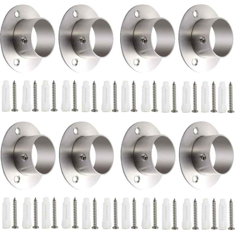 Robuste Kleiderstangenhalter Aus Edelstahl, 38 Mm, Für Schränke, Duschstangenhalter, Stangenbefestigungen, Kleiderstangenhalter (8 Stück, Silber)
