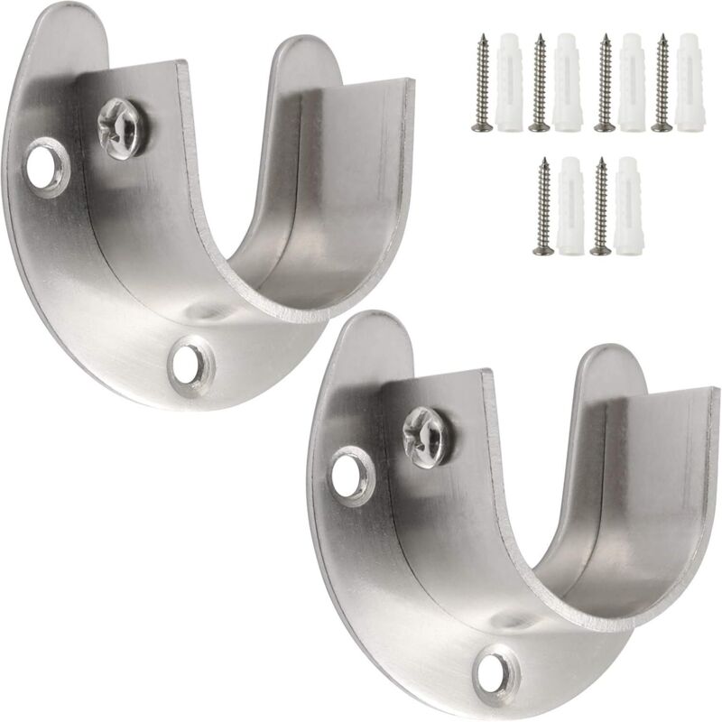 Robuste Kleiderschrankstangenhalter Mit Befestigungen Für 3,2 Cm Stangen (2 Stück, Silber)