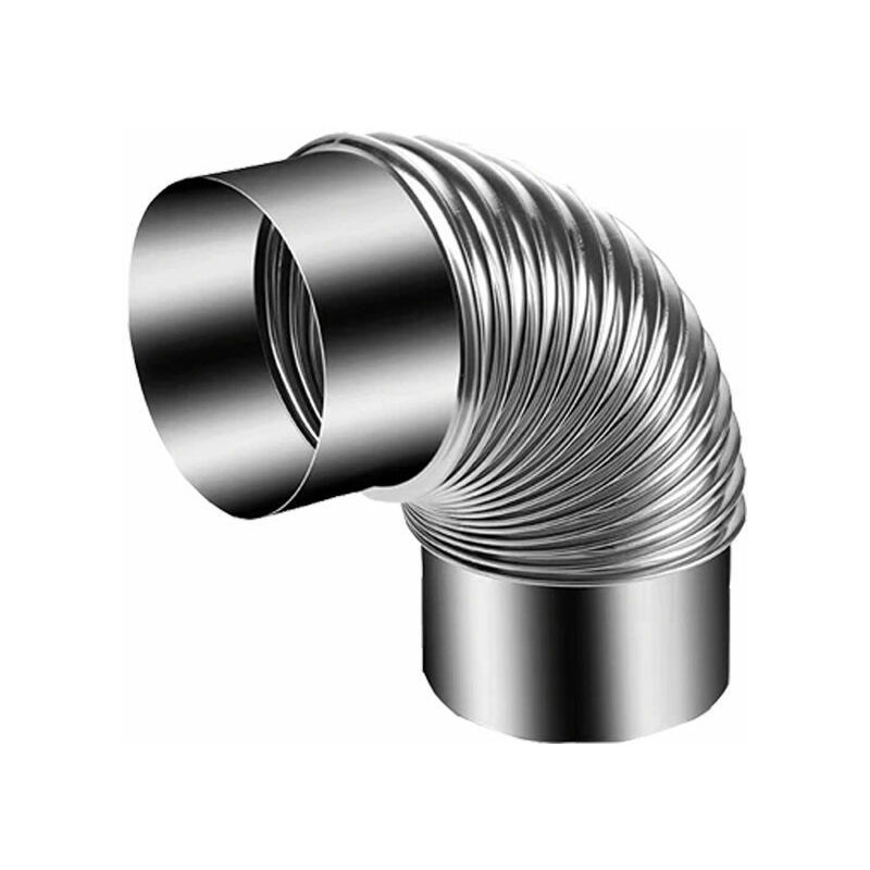 Gomito Del Tubo Della Stufa Ø Ca. Gomito Pan Da 120 Mm, 90 In Acciaio Alluminato A Caldo, Silver