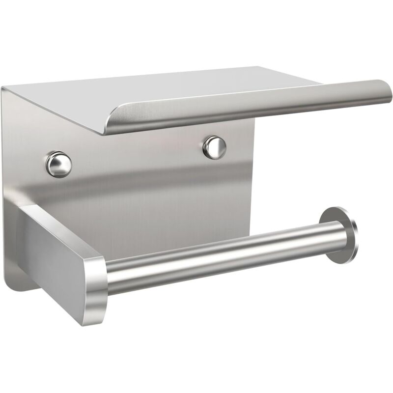 Toilettenpapierhalter Mit Regal, Wandmontiert, Edelstahl Silber