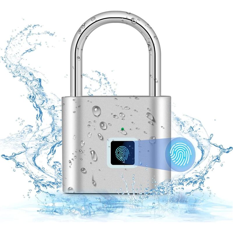 Fingerabdruckschloss, Fingerabdruck-vorhängeschloss, Usb-aufladung, Biometrisch, Hochsicherheits-schloss Für Fitnessstudio, Gepäck, Schließfach (silber)