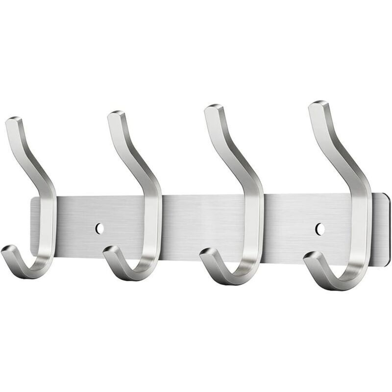 Wandgarderobe Mit 4 Haken, Wandhaken Aus Edelstahl Für Handtücher (silber, 4 Haken)