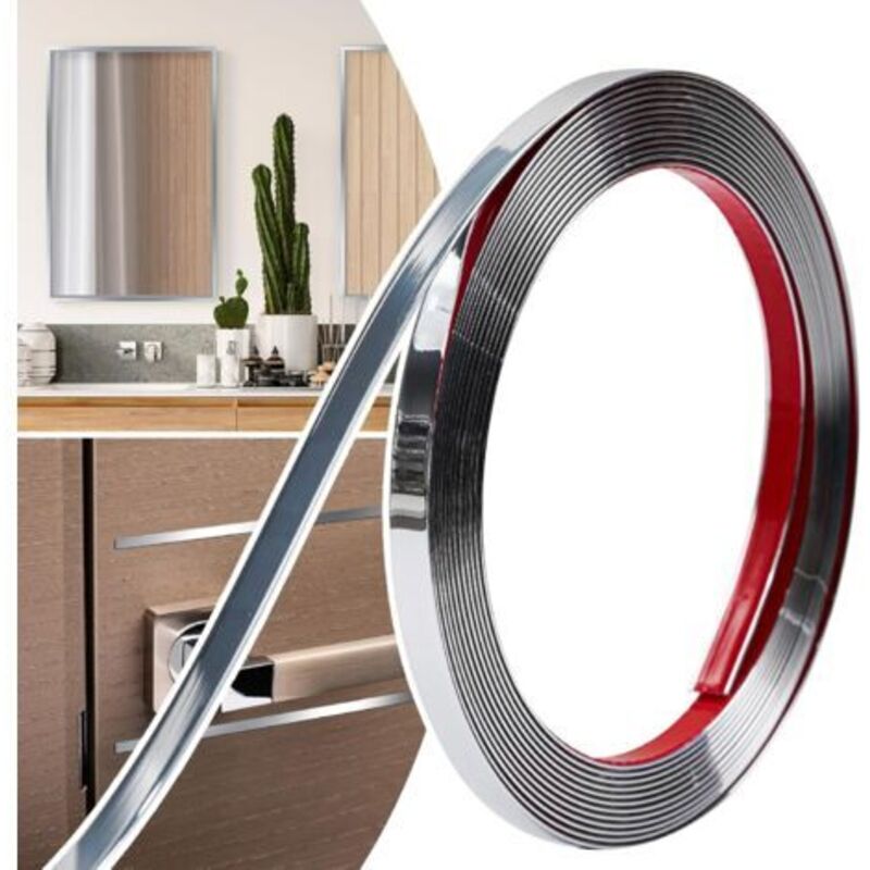 Dekorative Bordüre, Selbstklebendes Dekoband Für Türen, Fenster, Flexible Spiegel, Schränke Und Einfassungen (silber, 1 Cm X 6 M)