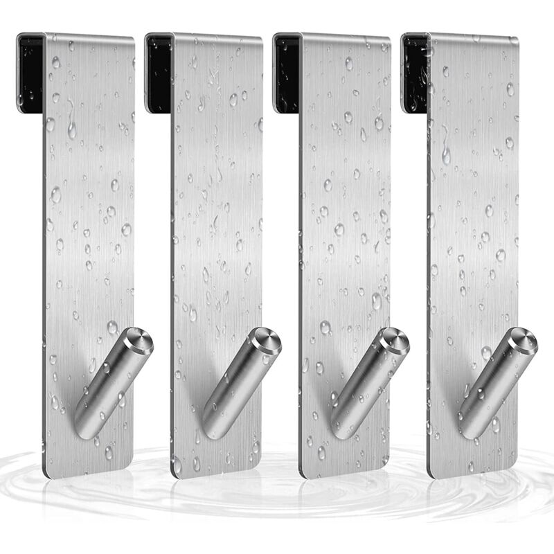 4er Set Duschwandaufhänger, Edelstahl-türhaken Für Handtücher Ohne Bohren An Rahmenloser Duschtür Für Badezimmer (17 Cm Silber)