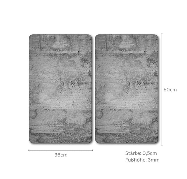 KESPER® Schneide- und Abdeckplatte Beton, ESG-Sicherheitsglas, (Set, 2 tlg), Mit 4 Elastikfüßen je Platte