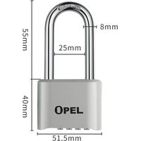 4-stelliges Zahlenschloss, 52mm Wasserdichtes Außenschloss, Robust Und Diebstahlsicher, 8mm Bügel, Kombinationsschloss Grau, Lange Bügelhöhe 50mm