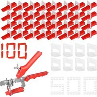 2,0 Mm Fliesenverlege-set, Nivelliersystem Für Fliesen Mit 1 Zange, 400 Clips (2,0 Mm), 100 Wiederverwendbare Keile Für Die Verlegung Von Fliesen Mit Einer Dicke Von 3–12 Mm