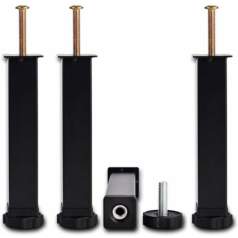 Bettfuß, Füße Für Lattenrost Universell Höhe: 35cm(+2cm) Verstellbar, 15-35cm In 3x3cm Für Rahmen Mit Schraube M8×60mm (4stk.)