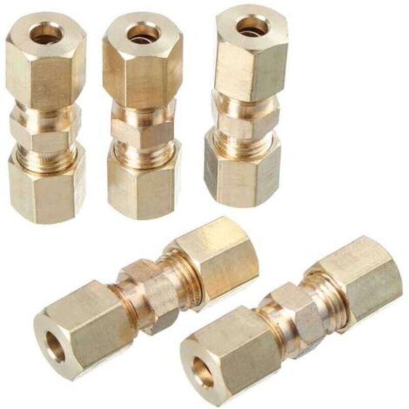 Messing-kompressionsfitting, Gerader Verbinder, Hydraulische Bremsleitung 3/16 Zoll, 5 Stück