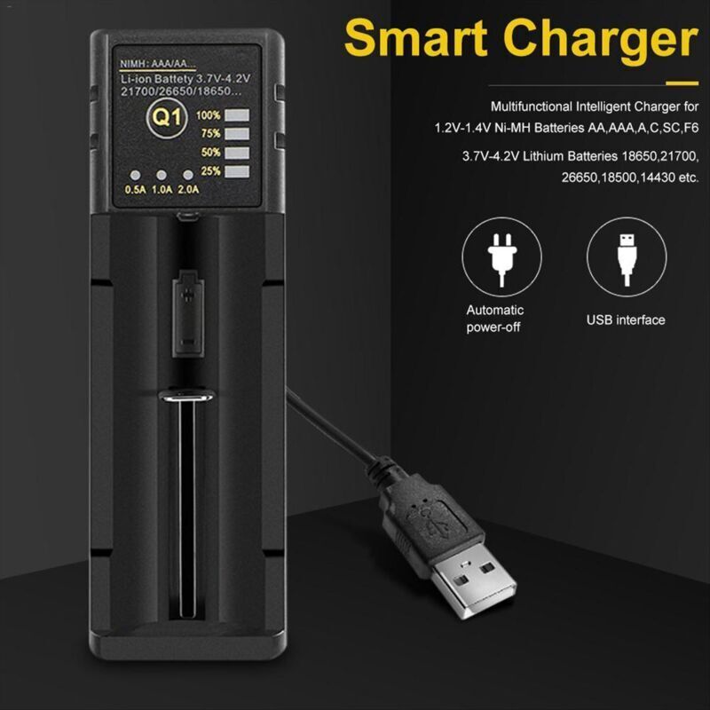 Ladegerät 2x 18650 26650 Usb Smart Hydrogen Aa Aaa 21700 Einzelsteckplatz Lithium
