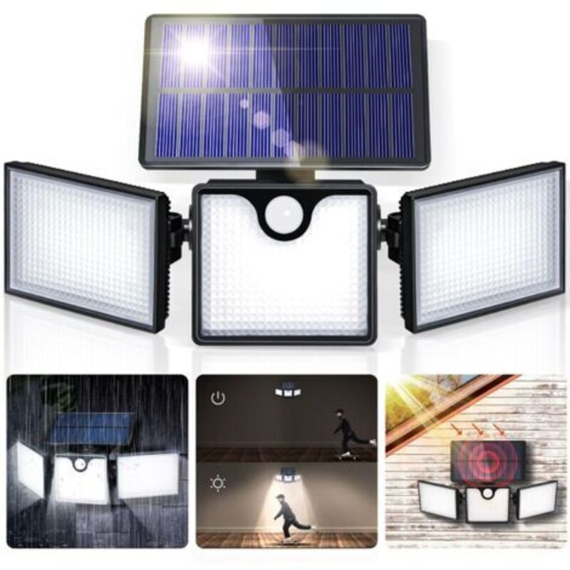 Solar-außenleuchte, Solare Sicherheitsleuchte, Geeignet Für Garagen Und Gärten, 360-grad-verstellbar, Wasserdichte Wandleuchte Ip65.