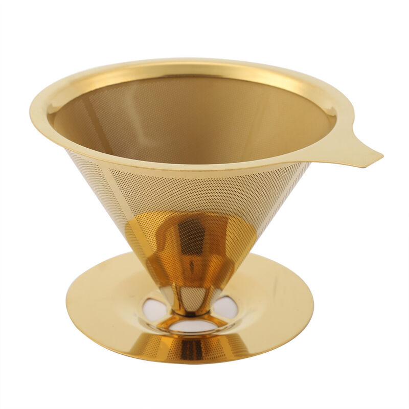 Fafeicy Kaffee-trichterfilter Aus Edelstahl, Goldener Pour-over-kaffeefilter Mit Tassenhalter Und Griff