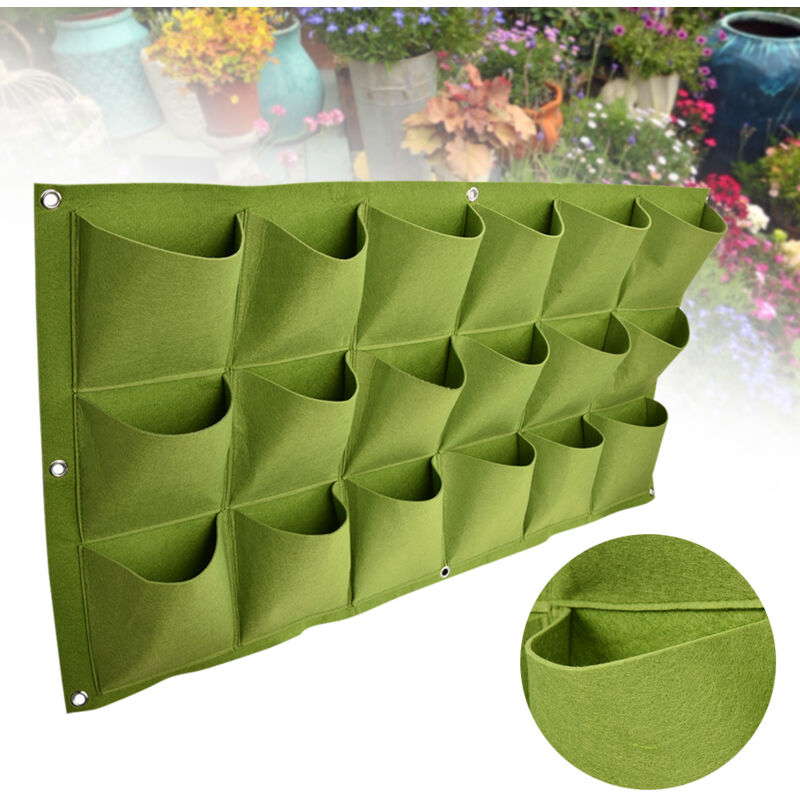 18 Taschen Für Vertikale Begrünung, Wandhängender Garten Im Freien, Pflanzsäcke, Pflanzer