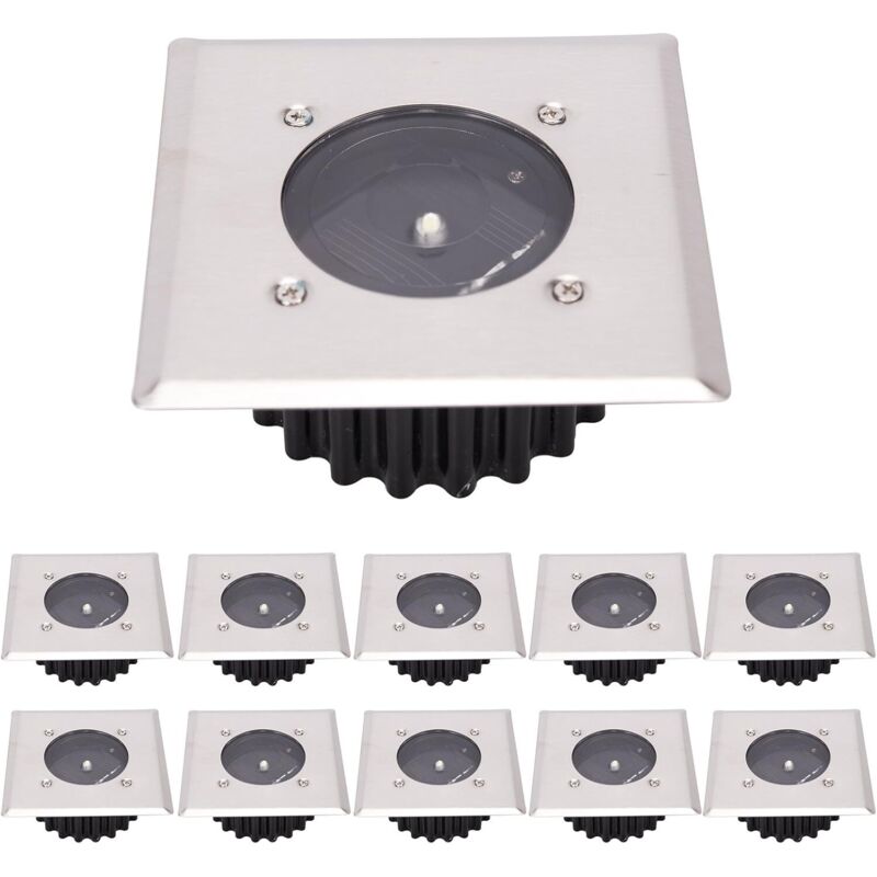 10er-pack Led-solarleuchten Für Den Boden, Außenbeleuchtung, Straßenlaternen, Einbauleuchten, Wasserdicht Ip65 (kaltweiß)