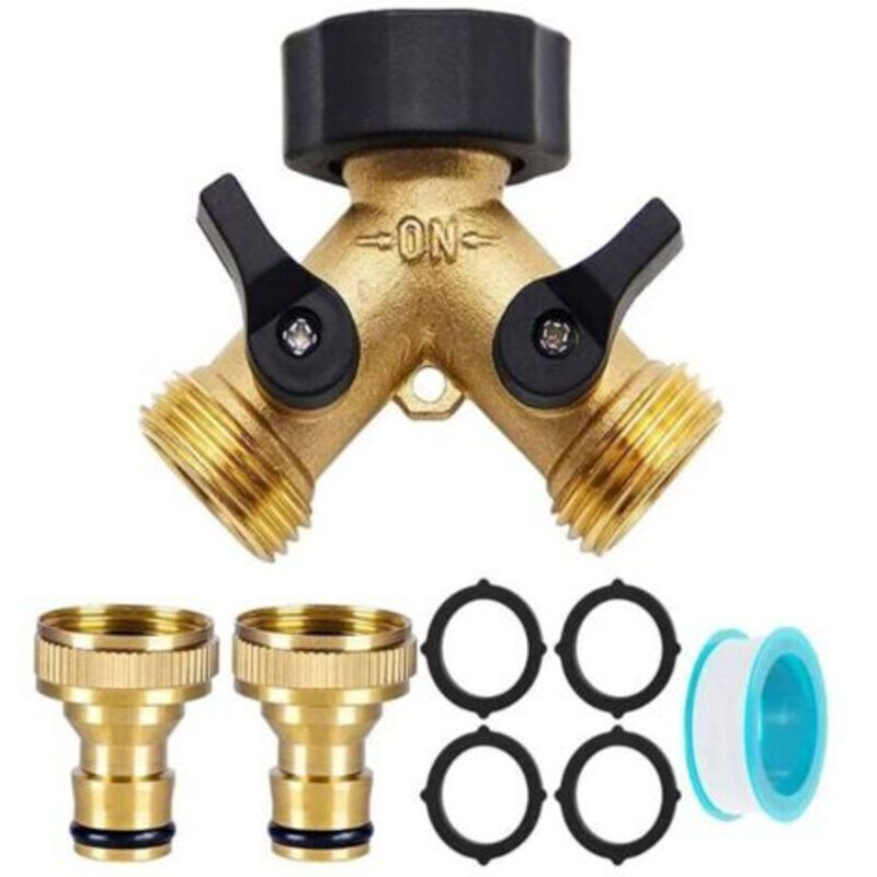 2-wege Y-verteiler, 2-wege Y-stück 3/4" Und 1/2" Mit Wasserhahnadapter Für Gartenbewässerung, Reinigung, Haustiere, Einstellbarer Und Verriegelbarer Wasserdurchfluss