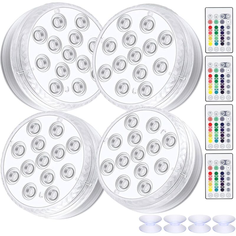 Luce Led Unterwasser, 4er-pack Wasserdichte Led-lampen Mit Fernbedienung, Rgb-farbwechsel, Beleuchtung Für Becken, Vasendekoration, Sockel, Pool