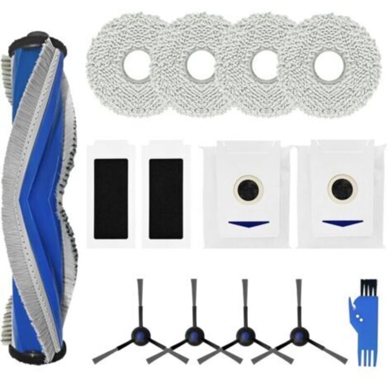 Set Mit 14 Ersatzteilen Für Ecovacs X5 Pro, 1 Hauptbürste, 2 Staubbeutel, 2 Hepa-filter, 4 Wischpads, 4 Seitenbürsten, 1 Bürste