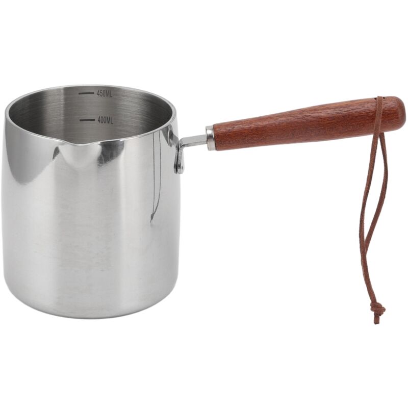 Edelstahl-butterwärmer, Schokoladen-kaffee-milch-dampftopf Mit Doppeltem Ausguss, 450 Ml Kleiner Kochtopf Für Die Hausküche
